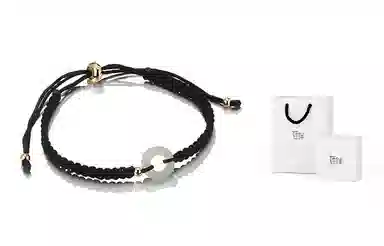 饰伴 偏爱系列 原创设计平安扣平安圈手链精致复古情侣手链一对转运珠编织手绳 可调节黑色