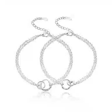 月之守护 莫比乌斯双环手链 冷淡风简约小众高级感几何镂空圆环圆珠叠戴环环相扣手饰 手链 男女同款情侣款 礼盒礼物