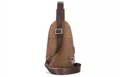 马莎兰缇 休闲复古日常通勤大容量多功能 防泼水面料 单肩斜挎胸包 男款 咖啡色