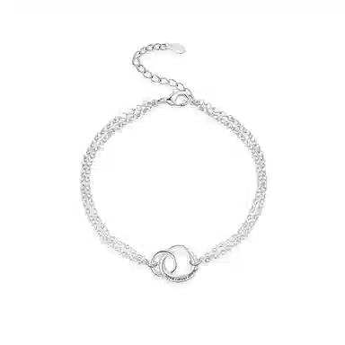 月之守护 莫比乌斯双环手链 冷淡风简约小众高级感几何镂空圆环圆珠叠戴环环相扣手饰 手链 男女同款情侣款 礼盒礼物