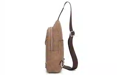 马莎兰缇 休闲复古日常通勤大容量多功能 防泼水面料 单肩斜挎胸包 男款 咖啡色