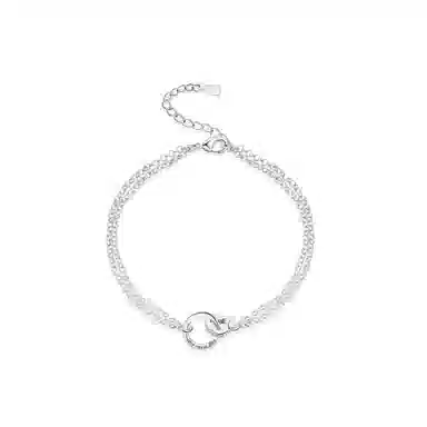 月之守护 莫比乌斯双环手链 冷淡风简约小众高级感几何镂空圆环圆珠叠戴环环相扣手饰 手链 男女同款情侣款 礼盒礼物