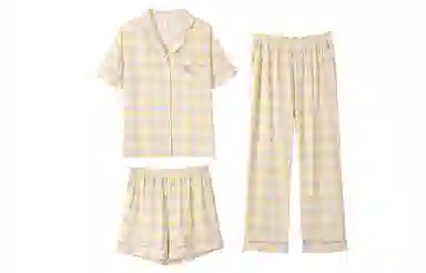 安之伴 夏季睡衣居家基础款凉感棉三件套家居套装 女款