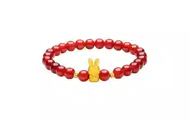 周六福 黄金转运珠 祥云本命年生肖 如意兔红绳红玛瑙 足金 按克计价 手串 女款