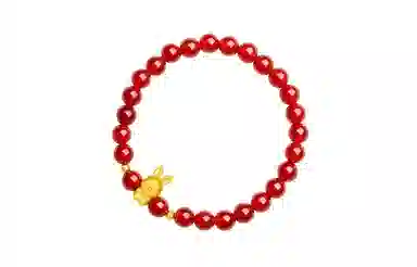周六福 黄金转运珠 祥云本命年生肖 如意兔红绳红玛瑙 足金 按克计价 手串 女款