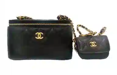 CHANEL 23A Chain Shoulder Bag Black