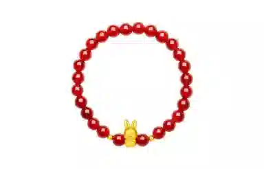周六福 黄金转运珠 祥云本命年生肖 如意兔红绳红玛瑙 足金 按克计价 手串 女款