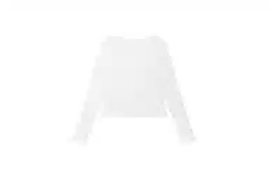 美洋 纯色镂空圆领长袖针织衫 女款 白色