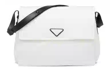 PRADA Cini Re-Nylon Messenger Bag Large White