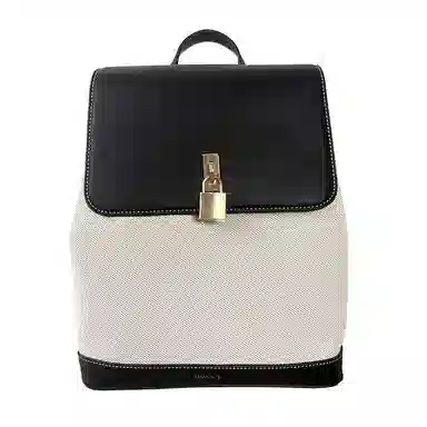 莫西里里 时尚通勤出游旅行高级感 帆布 书包背包双肩包 中号 女款 黑金色