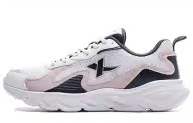 特步 透气轻便 低帮 跑步鞋 女款 米灰粉