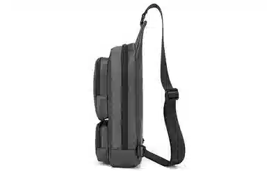 马莎兰缇 小众休闲简约纯色户外出行通勤大容量防泼水潮流 牛津纺 单肩斜挎胸包 男款 烟灰色/黑色