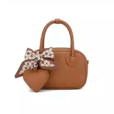 稻草人 可爱爱心 聚氨酯 手提包手拎包单肩斜挎包 女款 米白/粉红/棕色