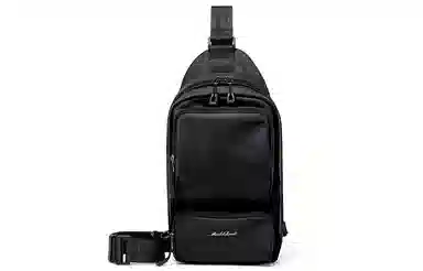 马莎兰缇 小众休闲简约纯色户外出行通勤大容量防泼水潮流 牛津纺 单肩斜挎胸包 男款 烟灰色/黑色