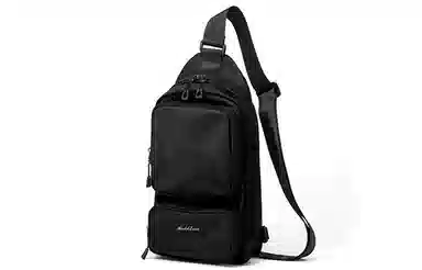 马莎兰缇 小众休闲简约纯色户外出行通勤大容量防泼水潮流 牛津纺 单肩斜挎胸包 男款 烟灰色/黑色