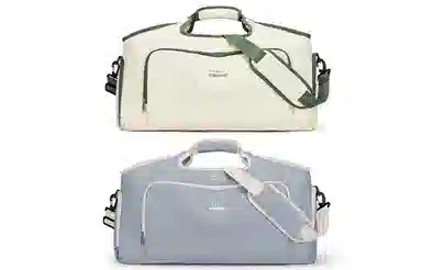 轻骑者 潮流大容量运动健身游泳便携旅游外出露营内置干湿分离独立鞋仓 织物 旅行包斜挎包健身包 大号 男女同款情侣款 米白