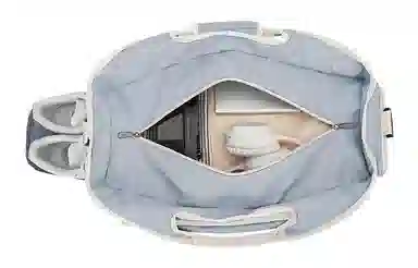 轻骑者 潮流大容量运动健身游泳便携旅游外出露营内置干湿分离独立鞋仓 织物 旅行包斜挎包健身包 大号 男女同款情侣款 米白