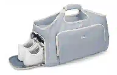 轻骑者 潮流大容量运动健身游泳便携旅游外出露营内置干湿分离独立鞋仓 织物 旅行包斜挎包健身包 大号 男女同款情侣款 米白