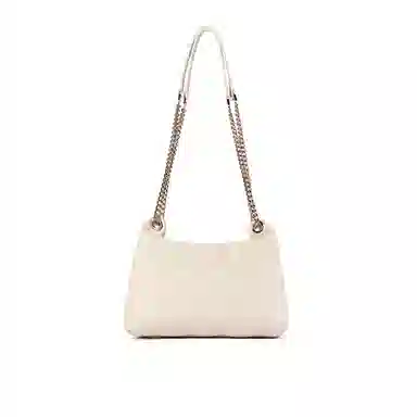 稻草人 秋冬流行百搭小众高级质感五金链条 聚氨酯 菱格包单肩斜挎包 女款 黑色米白