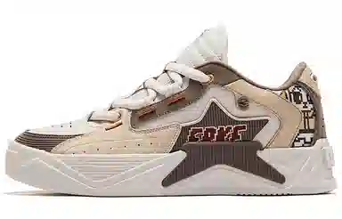 鸿星尔克 织物 电池熊猫 星耀 厚底 包裹性防滑减震耐磨 低帮 板鞋 男款 米灰