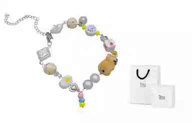 饰伴 卡通立体小熊 个性创意可爱卡通小熊爱心圆珠多元素 手链 男女同款情侣款