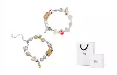 饰伴 卡通立体小熊 个性创意可爱卡通小熊爱心圆珠多元素 手链 男女同款情侣款