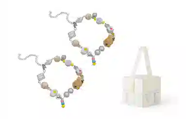 饰伴 卡通立体小熊 个性创意可爱卡通小熊爱心圆珠多元素 手链 男女同款情侣款