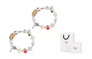 饰伴 卡通立体小熊 个性创意可爱卡通小熊爱心圆珠多元素 手链 男女同款情侣款