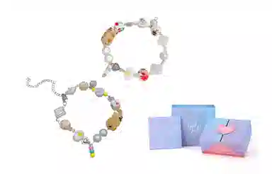 饰伴 卡通立体小熊 个性创意可爱卡通小熊爱心圆珠多元素 手链 男女同款情侣款