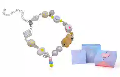 饰伴 卡通立体小熊 个性创意可爱卡通小熊爱心圆珠多元素 手链 男女同款情侣款