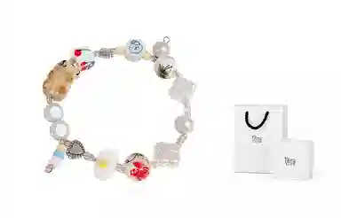 饰伴 卡通立体小熊 个性创意可爱卡通小熊爱心圆珠多元素 手链 男女同款情侣款