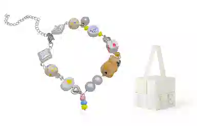 饰伴 卡通立体小熊 个性创意可爱卡通小熊爱心圆珠多元素 手链 男女同款情侣款