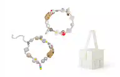 饰伴 卡通立体小熊 个性创意可爱卡通小熊爱心圆珠多元素 手链 男女同款情侣款