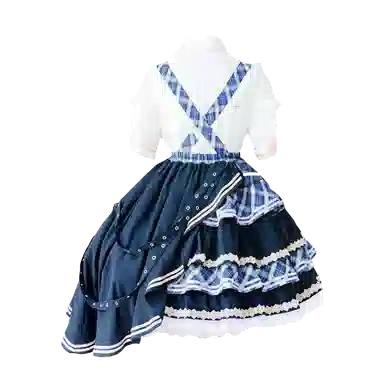 豹了个猫 赤月打歌服洛丽塔法式洋装连衣裙萝莉装 蓝色