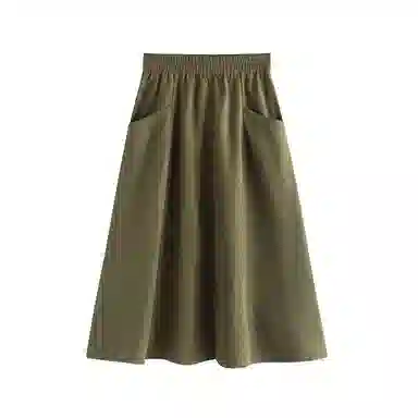 茵曼 田园法式双口袋休闲短裙