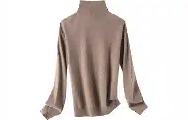 恒源祥 纯色半高领落肩长袖针织羊绒衫衫 女款