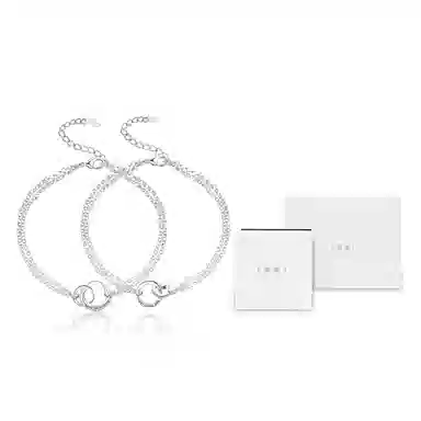 月之守护 莫比乌斯双环手链 冷淡风简约小众高级感几何镂空圆环圆珠叠戴环环相扣手饰 手链 男女同款情侣款 礼盒礼物