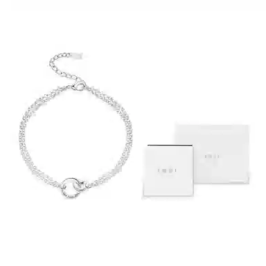 月之守护 莫比乌斯双环手链 冷淡风简约小众高级感几何镂空圆环圆珠叠戴环环相扣手饰 手链 男女同款情侣款 礼盒礼物