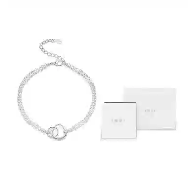 月之守护 莫比乌斯双环手链 冷淡风简约小众高级感几何镂空圆环圆珠叠戴环环相扣手饰 手链 男女同款情侣款 礼盒礼物