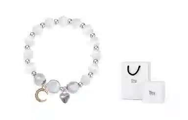 饰伴 白月光转运珠冷淡风亮光十字架 猫眼石 手串 女款