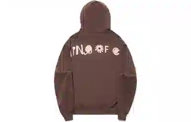 中国李宁 图案印花连帽套头卫衣 男女同款 土褐色