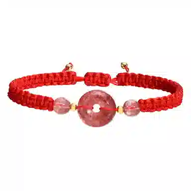 恋朵 时尚百搭 手工编织 平安扣手绳 手链 女款 红色