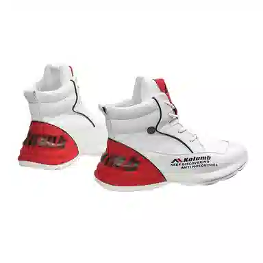 哥仑步 休闲百搭 防滑耐磨 高帮 生活休闲鞋 男款 白红