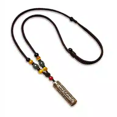 久爱 藏式复古经文可打开装东西黄铜吊坠男士挂饰本命年转运珠沉稳气质 其他 项链 男款