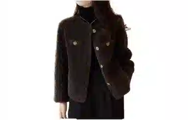 【dme】 纯色简约菱形格绒感外套 女款