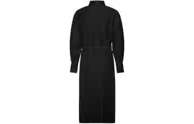 美洋 风衣式直筒长袖连衣裙 黑色