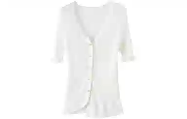 【dme】 纯色开衫薄款长袖针织衫 女款 本白