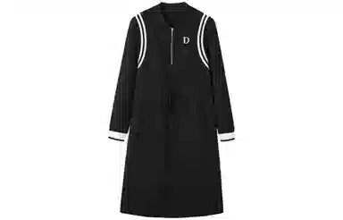 【dme】休闲宽松直筒纯色中腰长袖连衣裙 黑色