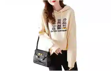 【dme】 小熊印花连帽加绒卫衣 女款