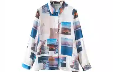 【dme】 图案满印薄款长袖衬衫 女款 浅粉红